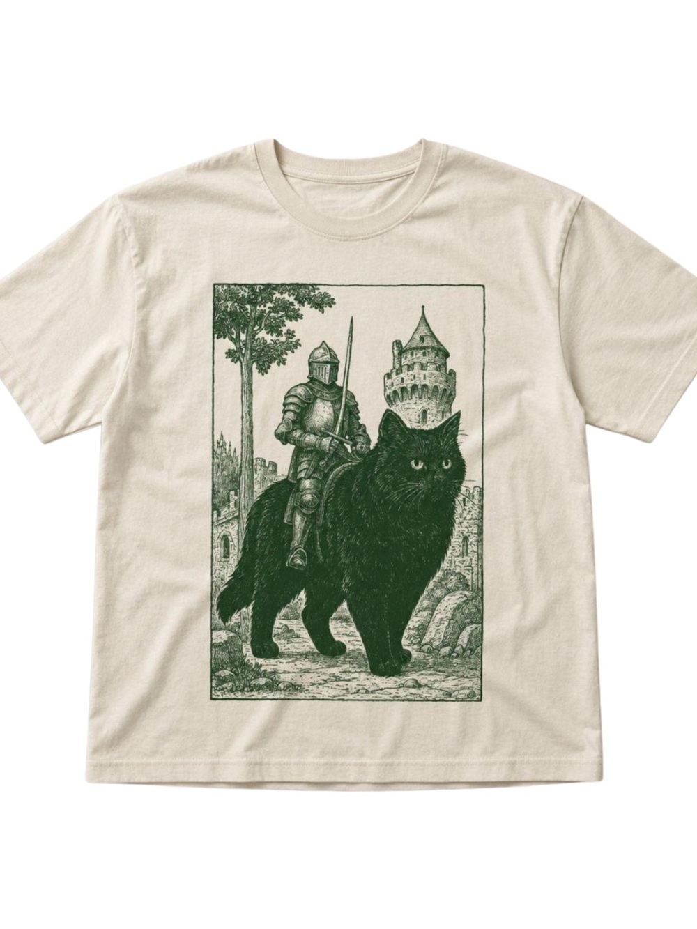 Gildan Classic Cream T-Shirt with Knight Illustration